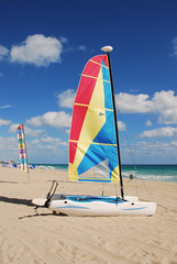 Naklejka premium beachfront sailing equipment rental