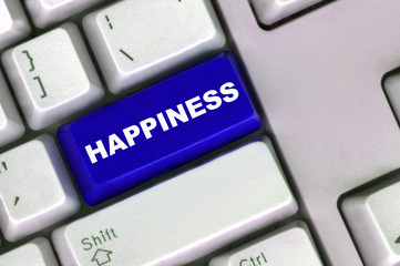 keyboard with word of happiness