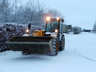 forklift in the snow