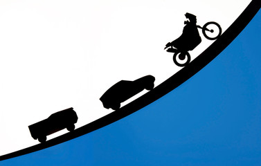 truck car and motorcycle silhouette concept