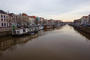 a canal in a dutch town