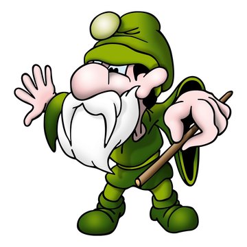 green magician with wand