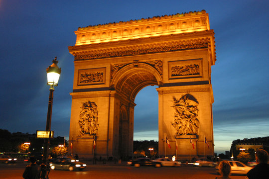 Arc De Triomphe, Paris, France, By Night