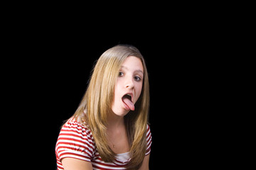 sticking out tongue