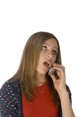 pretty teen with cellphone to ear