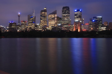 sydney city skyline at night