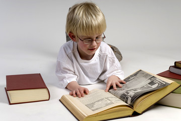 boy is reading books