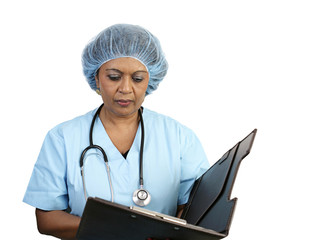 surgical nurse reviews chart