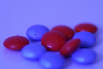 red and blue tablets