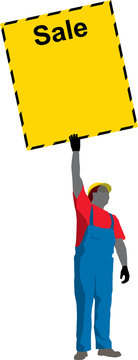 Construction Worker Showing Poster