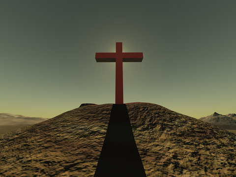 cross on a hill clear sky