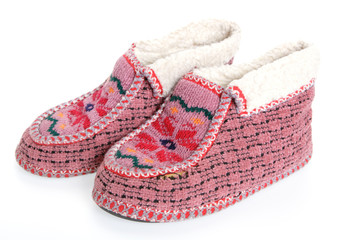 old soft fur warm slippers