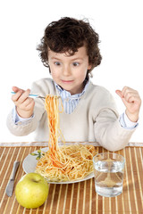 adorable child hungry at the time of eating