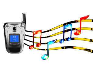 chrome cellphone with music playing