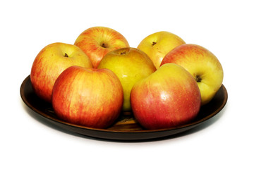 seven red - yellow apples.