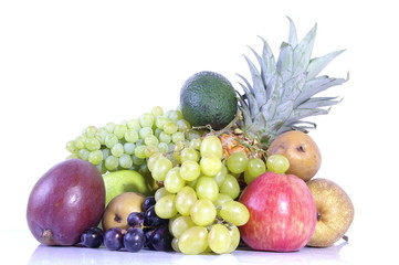 assorted fruit against a white background
