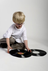 boy with vinyl lp's