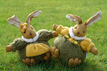 easter bunnies in the garden