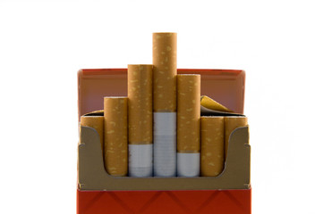 full pack of cigarettes on a white background