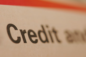 close up of word "credit"  - shallow depth of field