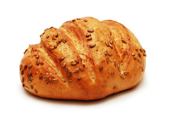 bread with sunflower seeds isolated on white