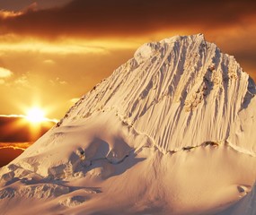 alpamayo peak on sunset