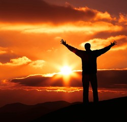 happiness man on sunset