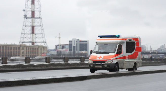 Ambulance Rescue Ambulance Car Driving Fast