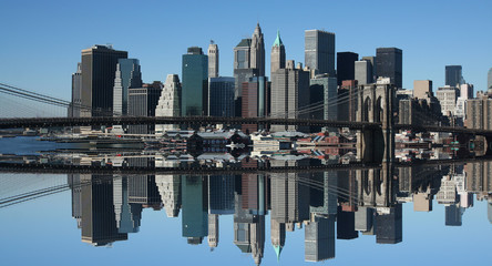 lower manhattan and reflection