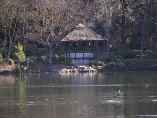 gazebo next to a lake