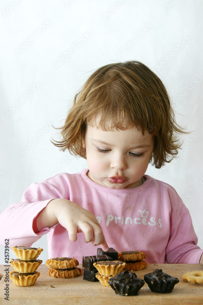 Sticker eating chocolate cakes