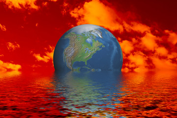 Fototapeta premium globe at ocean on a background of a decline