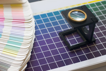 table of color with magnifier lens