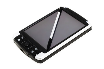 mobile pc in action (isolated on white)