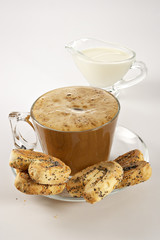 coffee with cream and cookies