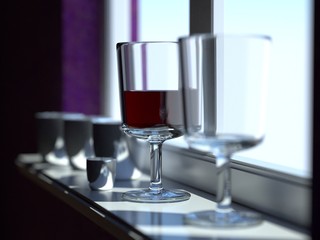 wine glass by the window