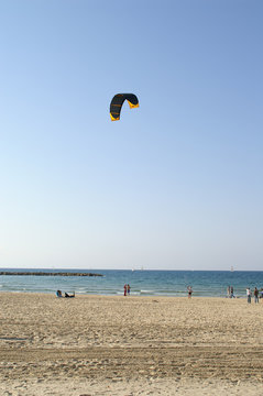 paraplane in a sea beach