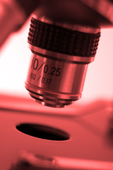 microscope in red