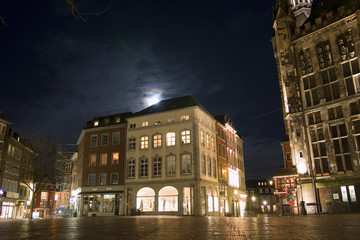 city hall of aachen (germany) at night