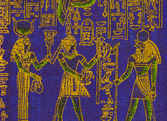 Obraz premium blue canvas with egyptian symbols