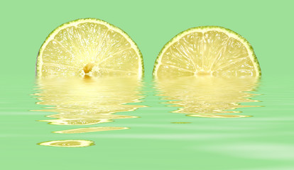 two limes with water reflection