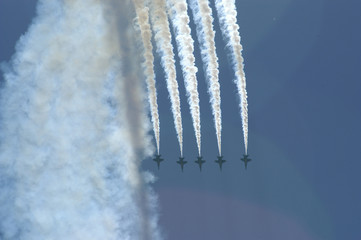 blue angels in vertical dive formation - Powered by Adobe