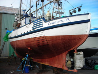 fishing vessel in drydock