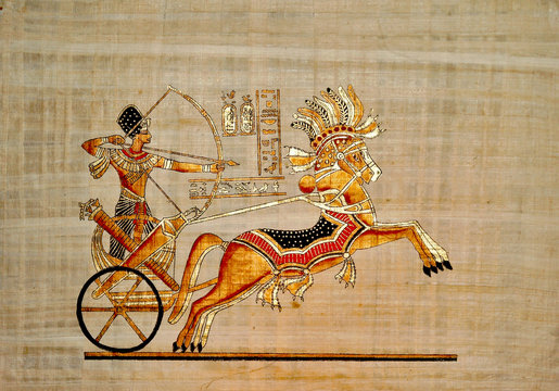 faksimile eines pharao im krieg auf papyrus