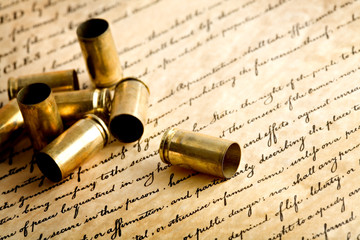 bullet casings on bill of rights - 2604131
