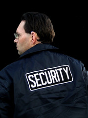 security guard with black background