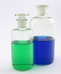 Obraz na płótnie Canvas laboratory liquids in bottles