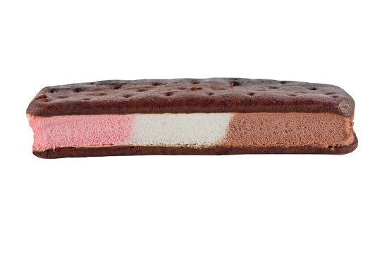 neapolitan ice cream sandwich on white