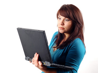 Naklejka premium woman holding laptop #6