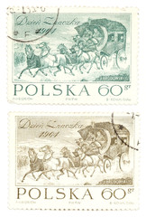 Fototapeta na wymiar vintage, znaczki pocztowe z Polski